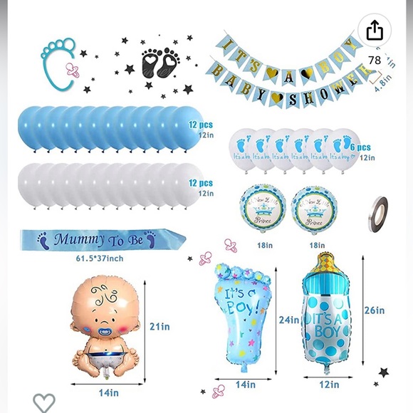 Baby Shower Decorations or Gender Reveal Party Supplies 💙🩵 - Picture 2 of 3